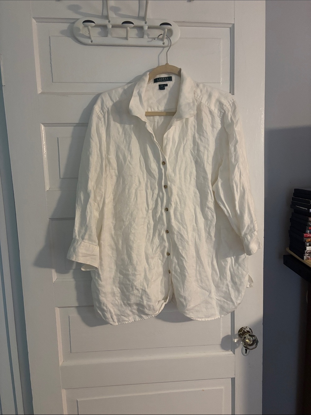 Lauren Ralph Lauren Cream Linen Button-Down Shirt